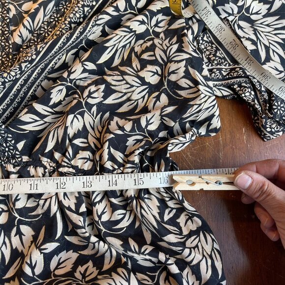 Natura Tiered Maxi Dress Womens L Botanical Minimalist Bohemian Flutter Boho - Picture 11 of 13